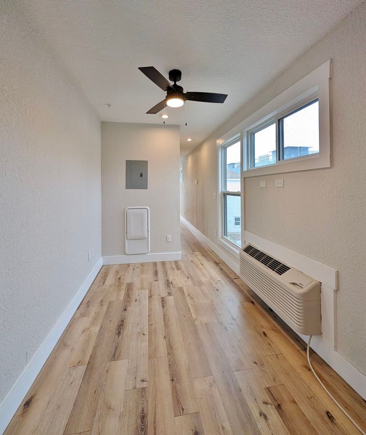 Ashley Lofts living room with hardwood floors and modern finishes