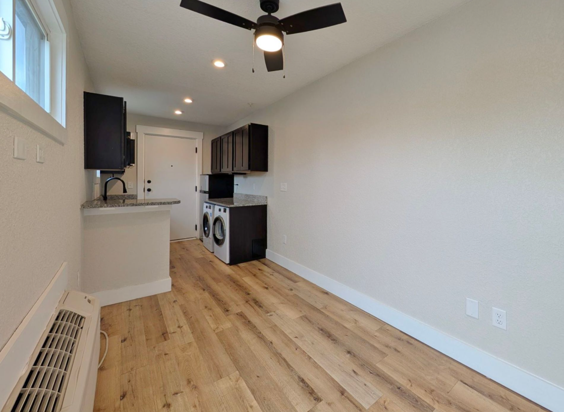 Ashley Lofts living room with hardwood floors and modern finishes