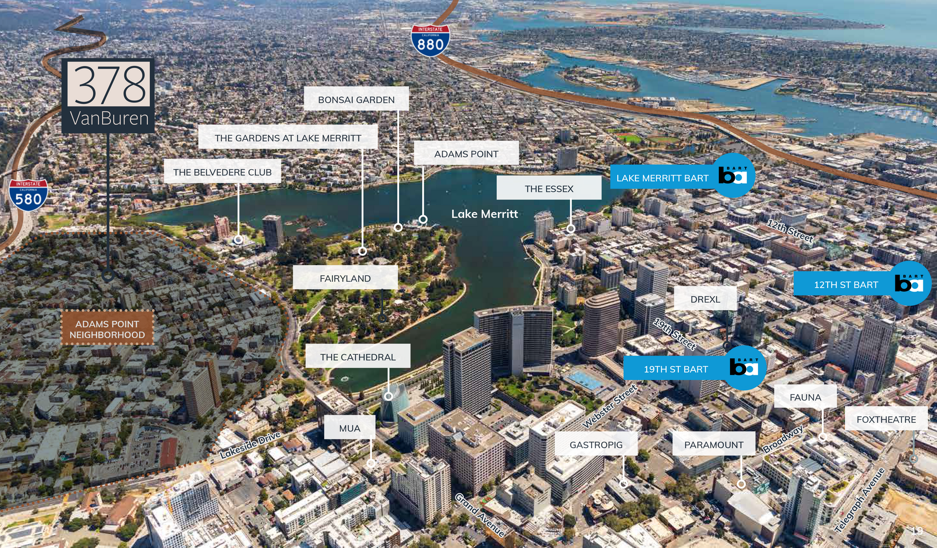 map of lake merritt and 378 van buren neighborhood oakland