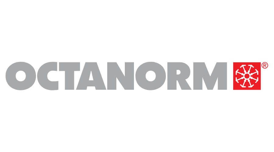 The grey Octanorm company logo, featuring a red square with a white, eight-spoked geometric emblem.