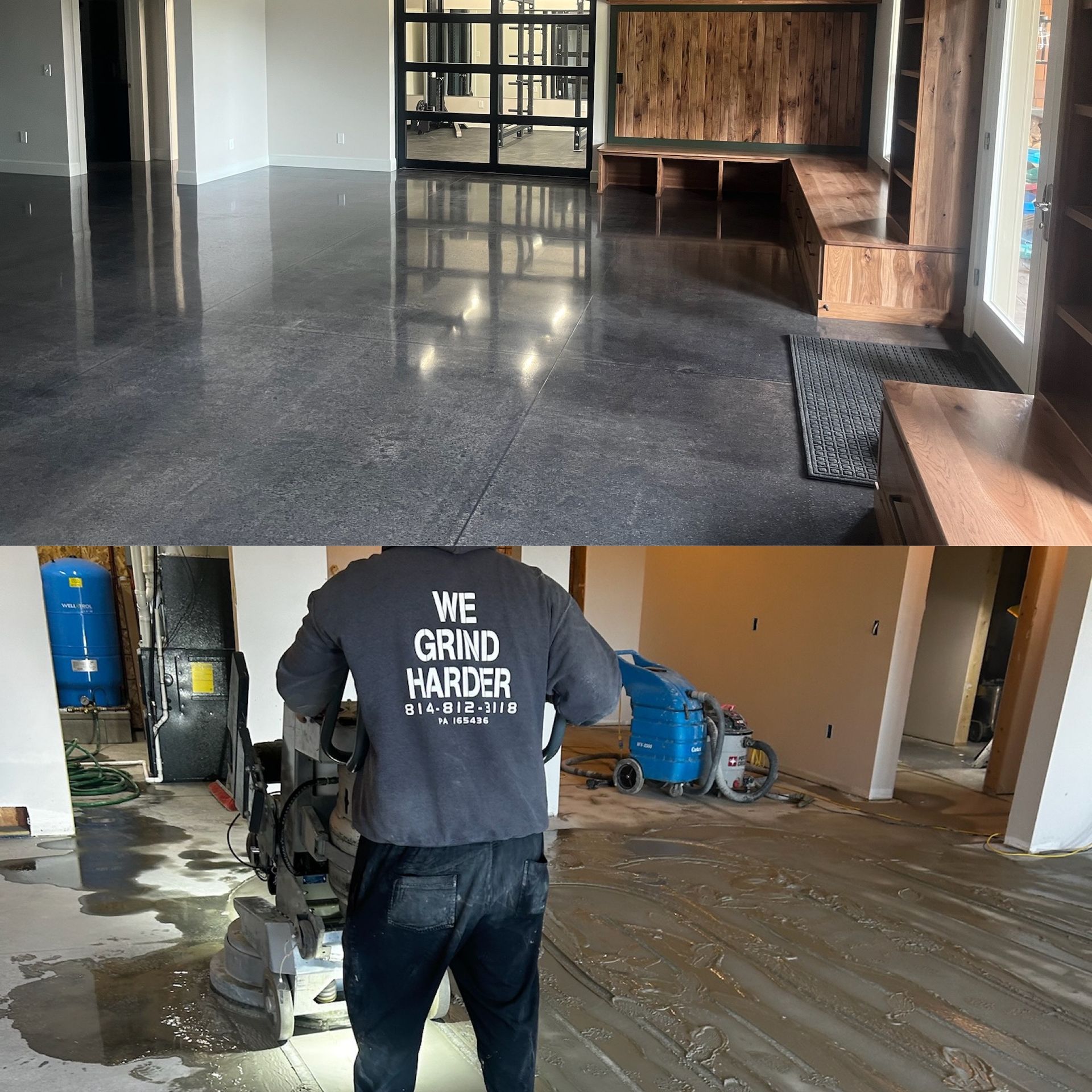 Finished epoxy floor installation in a residential property in Erie, PA