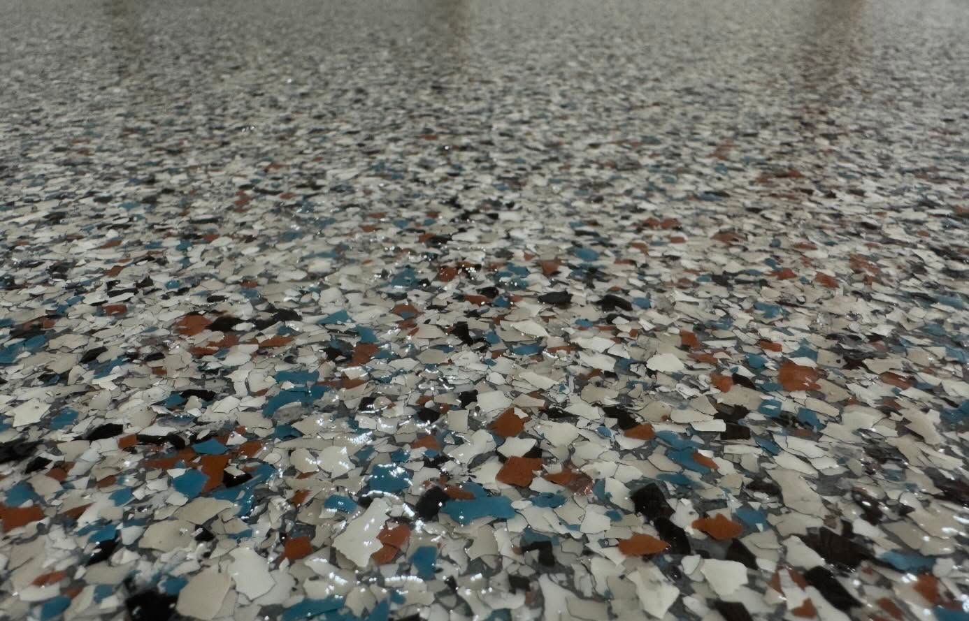 Coldwater Canyon flake floor color from the 814 Epoxy portfolio