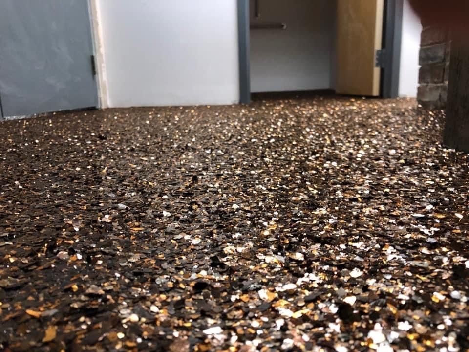 Copper Mica flake floor color by 814 Epoxy and More in Erie, PA