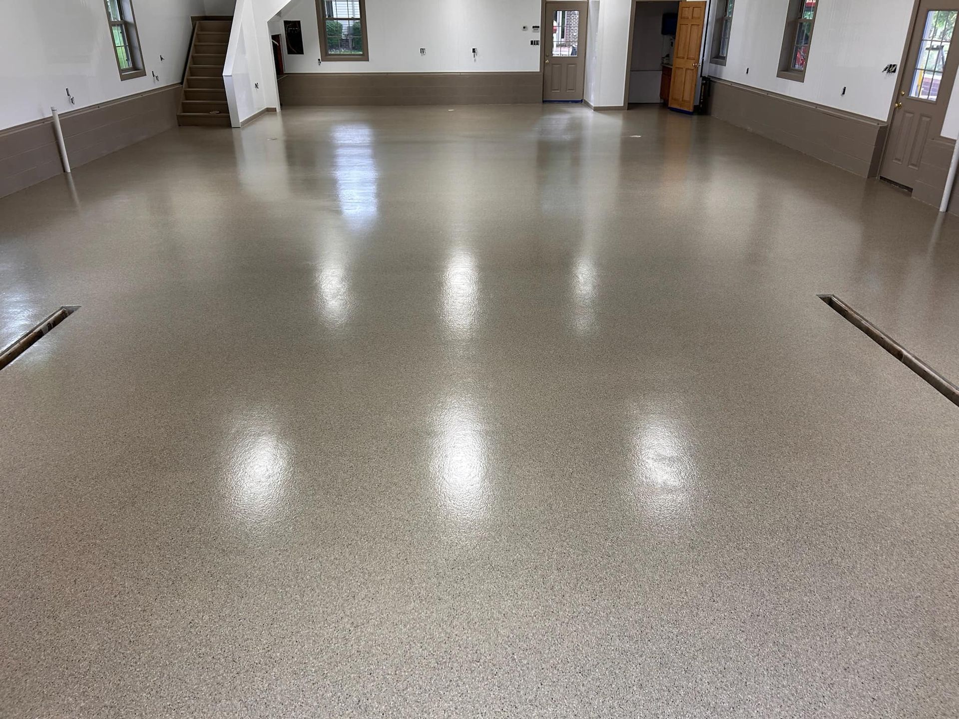 Creekbed flake floor color by 814 Epoxy and More in Erie, PA