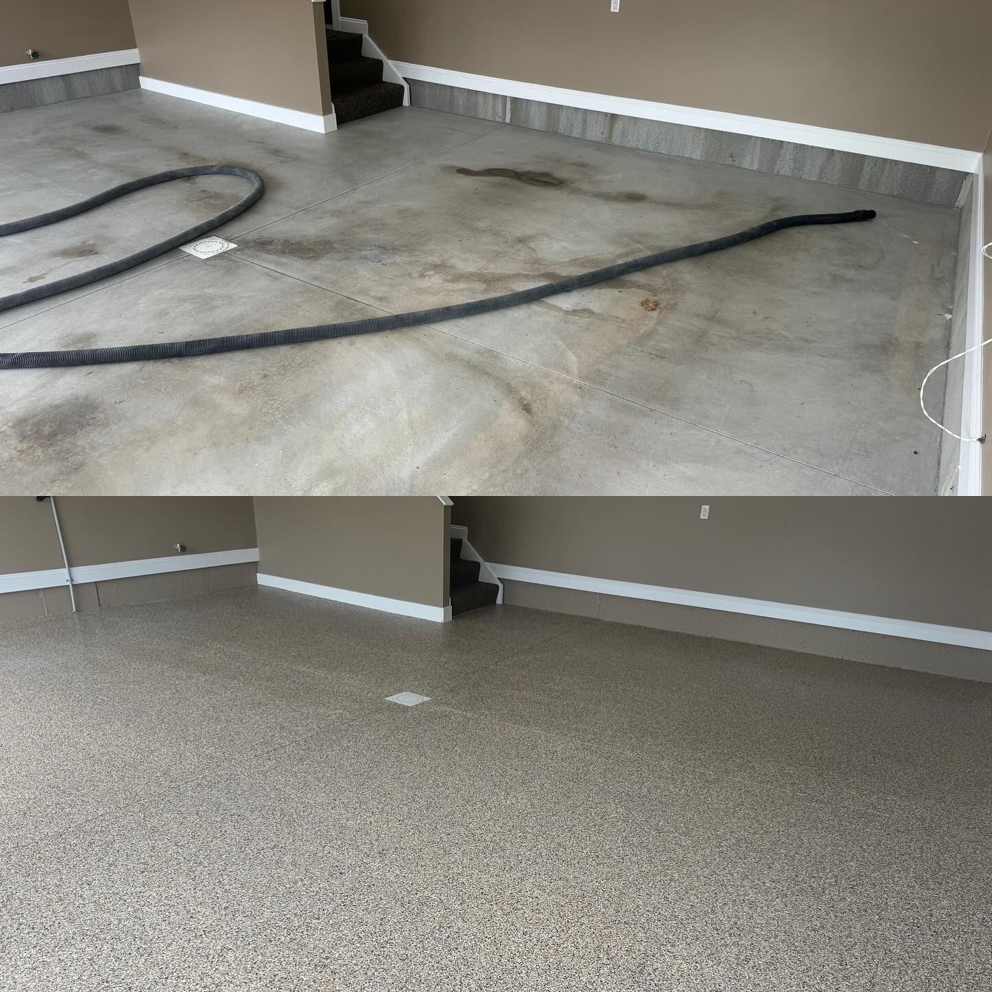 Garage floor epoxy flake makeover with laundry area Erie PA 814 Epoxy