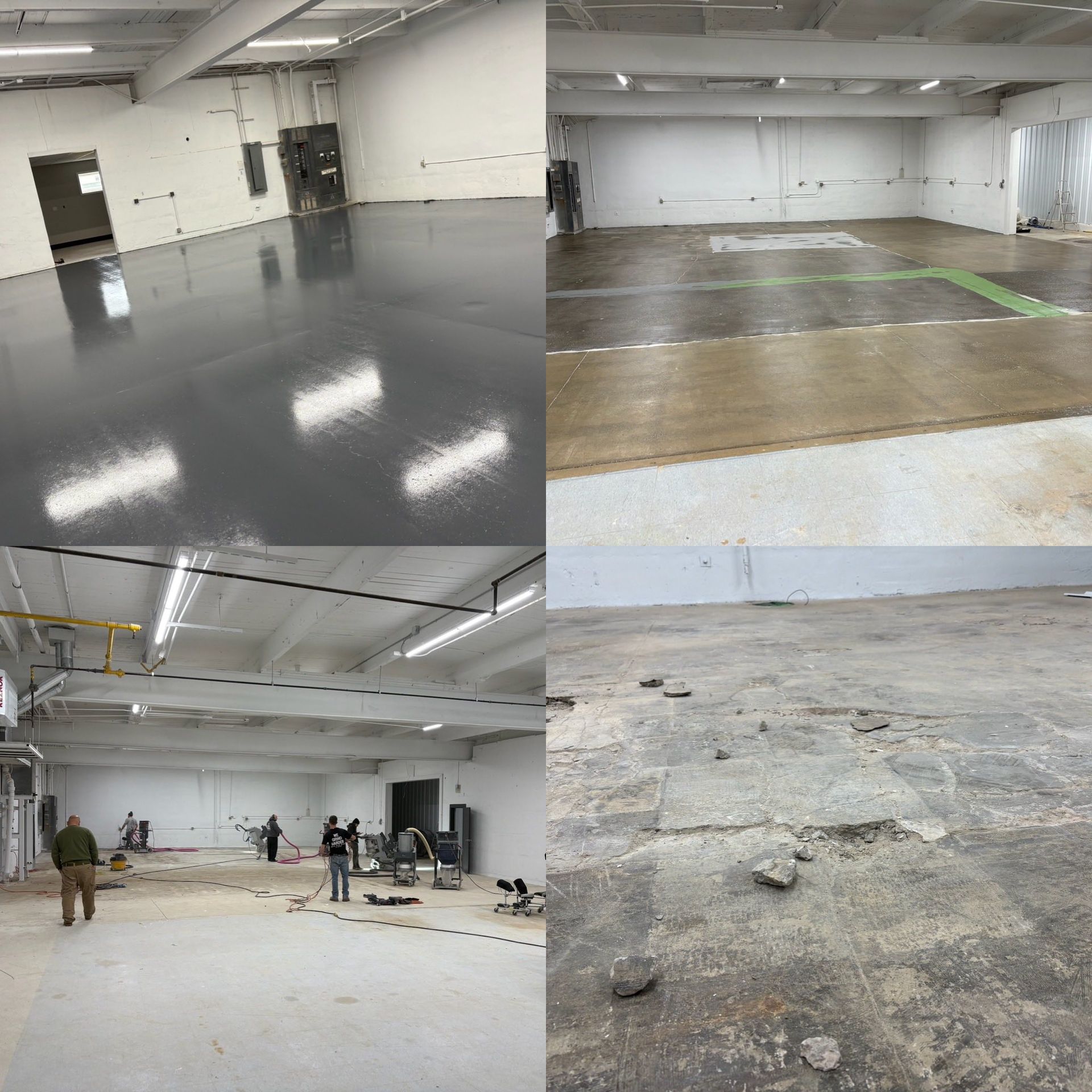 Great Lakes themed charcoal flake floor by 814 Epoxy and More in Erie, PA