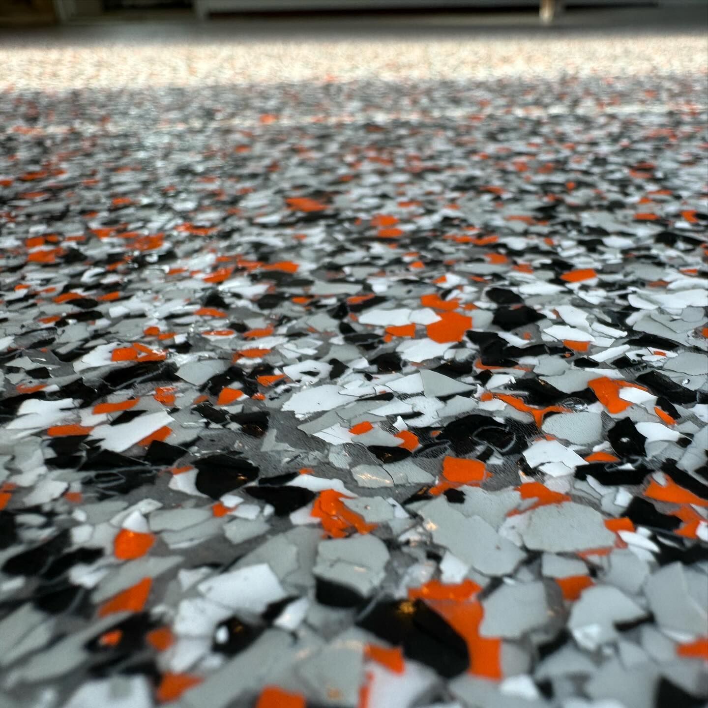 HOG color epoxy flake floor in commercial space Erie PA 814 Epoxy