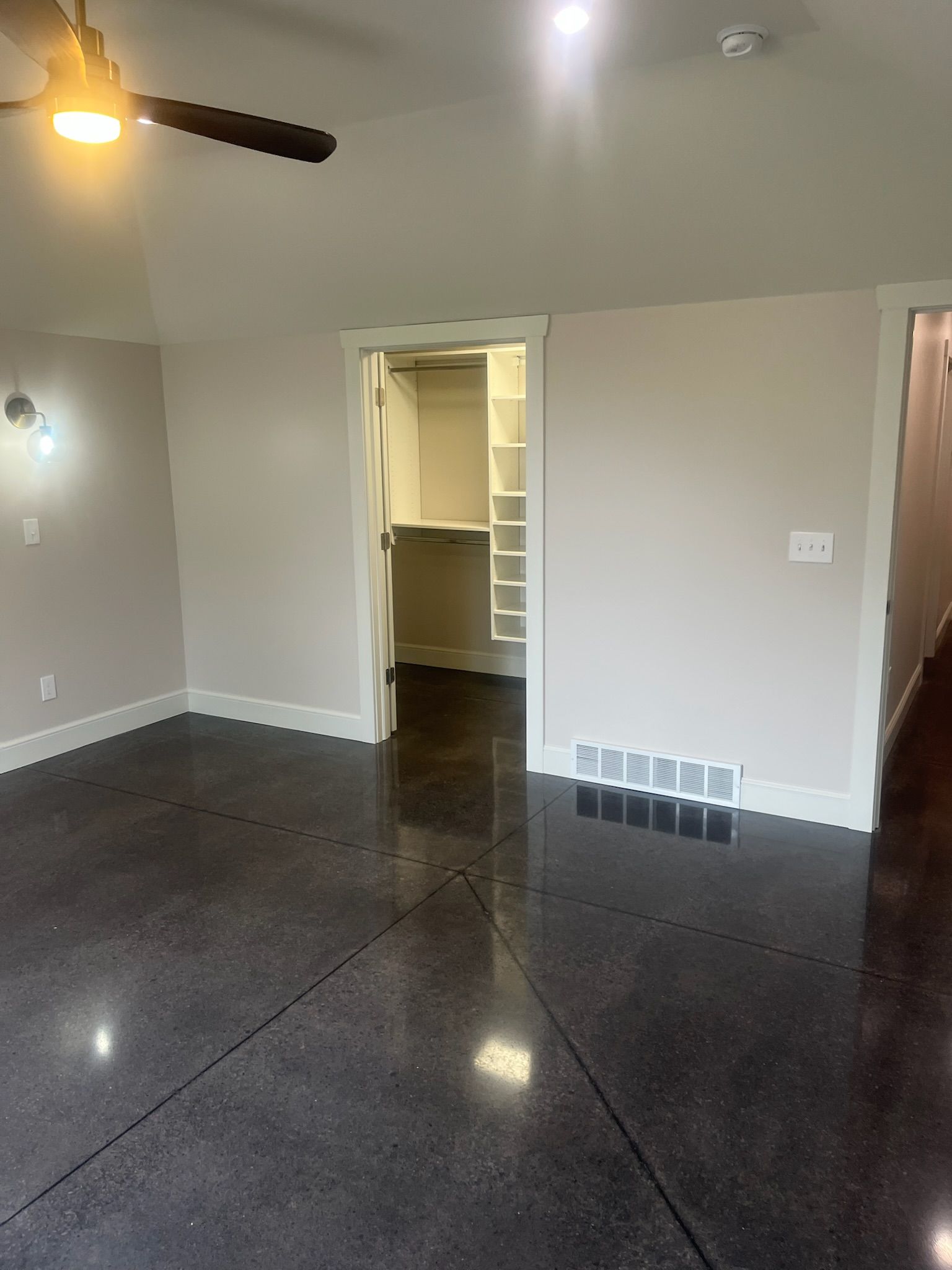 Dyed polished concrete hallway floor by 814 Epoxy Erie PA