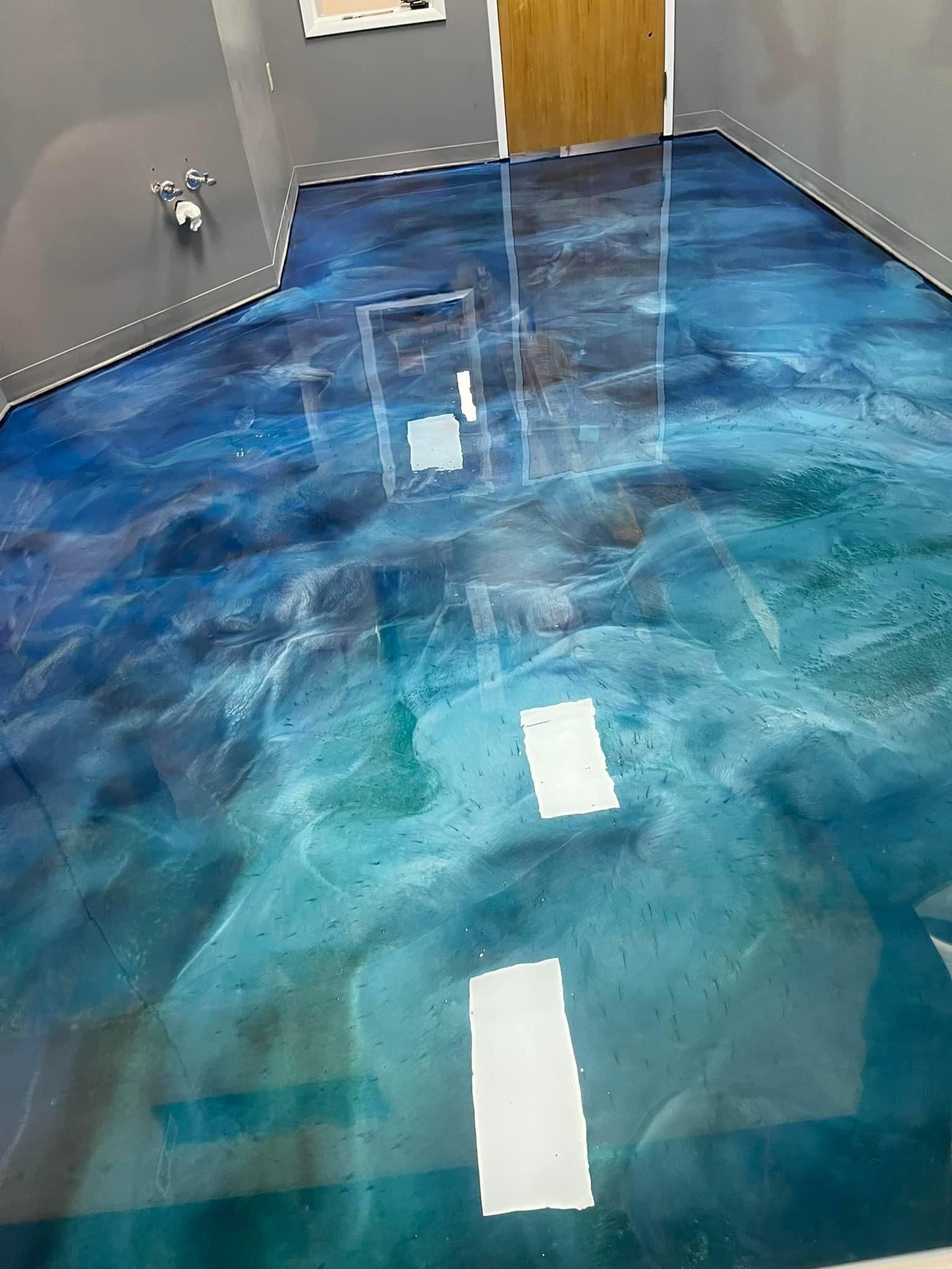 Custom metallic epoxy floor with 3D shimmer by 814 Epoxy and More