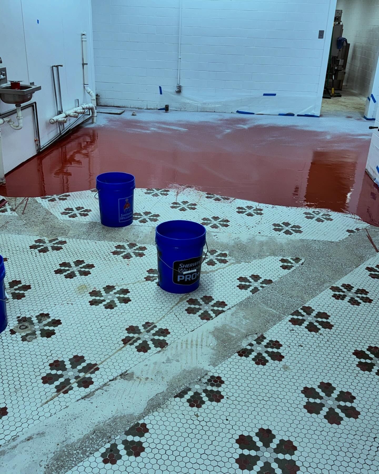 Urethane cement kitchen floor installation in commercial facility Erie PA