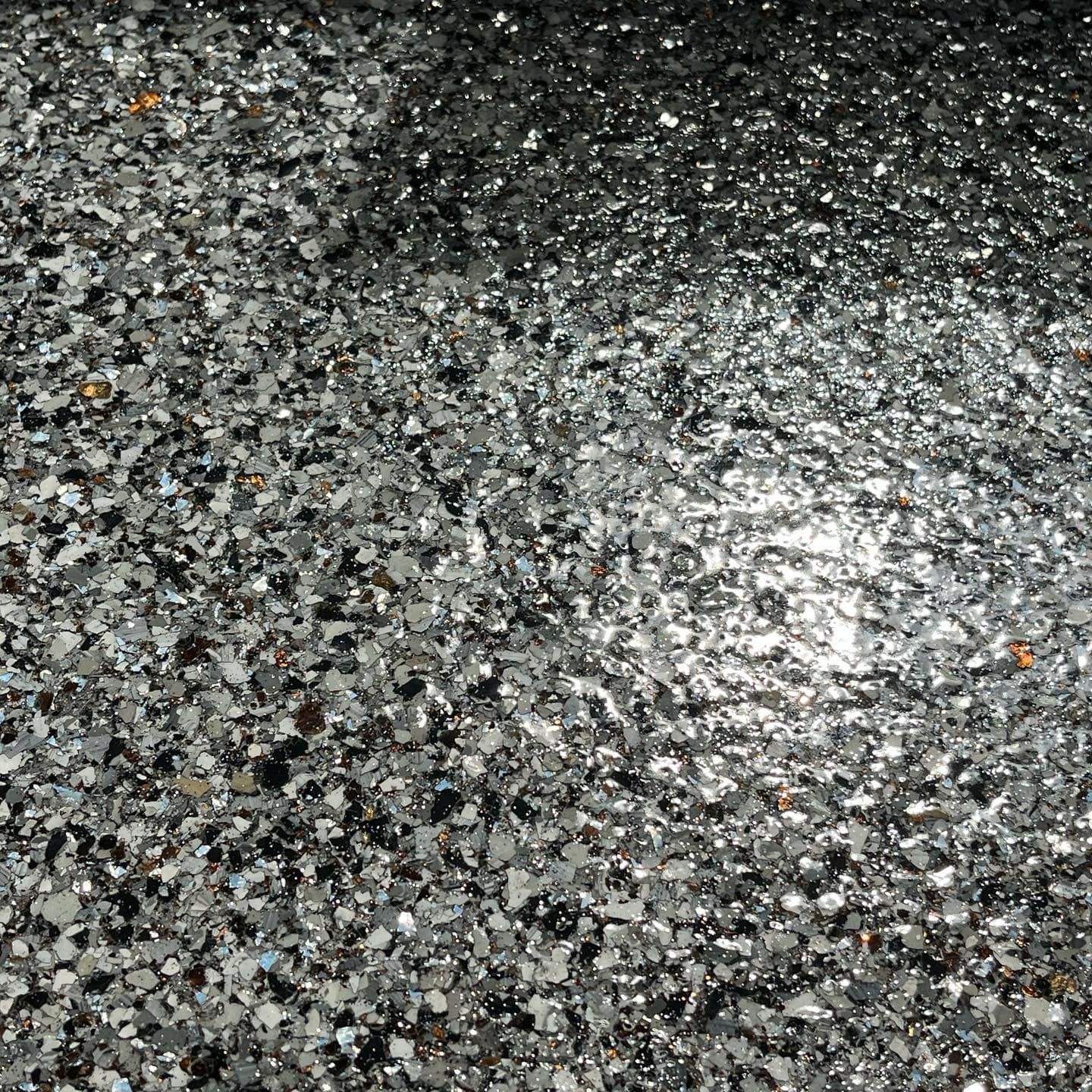 Matty Galaxy silver glitter epoxy flake floor texture Erie PA 814 Epoxy