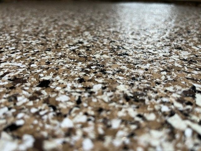 Outback color epoxy flake garage floor Erie PA by 814 Epoxy