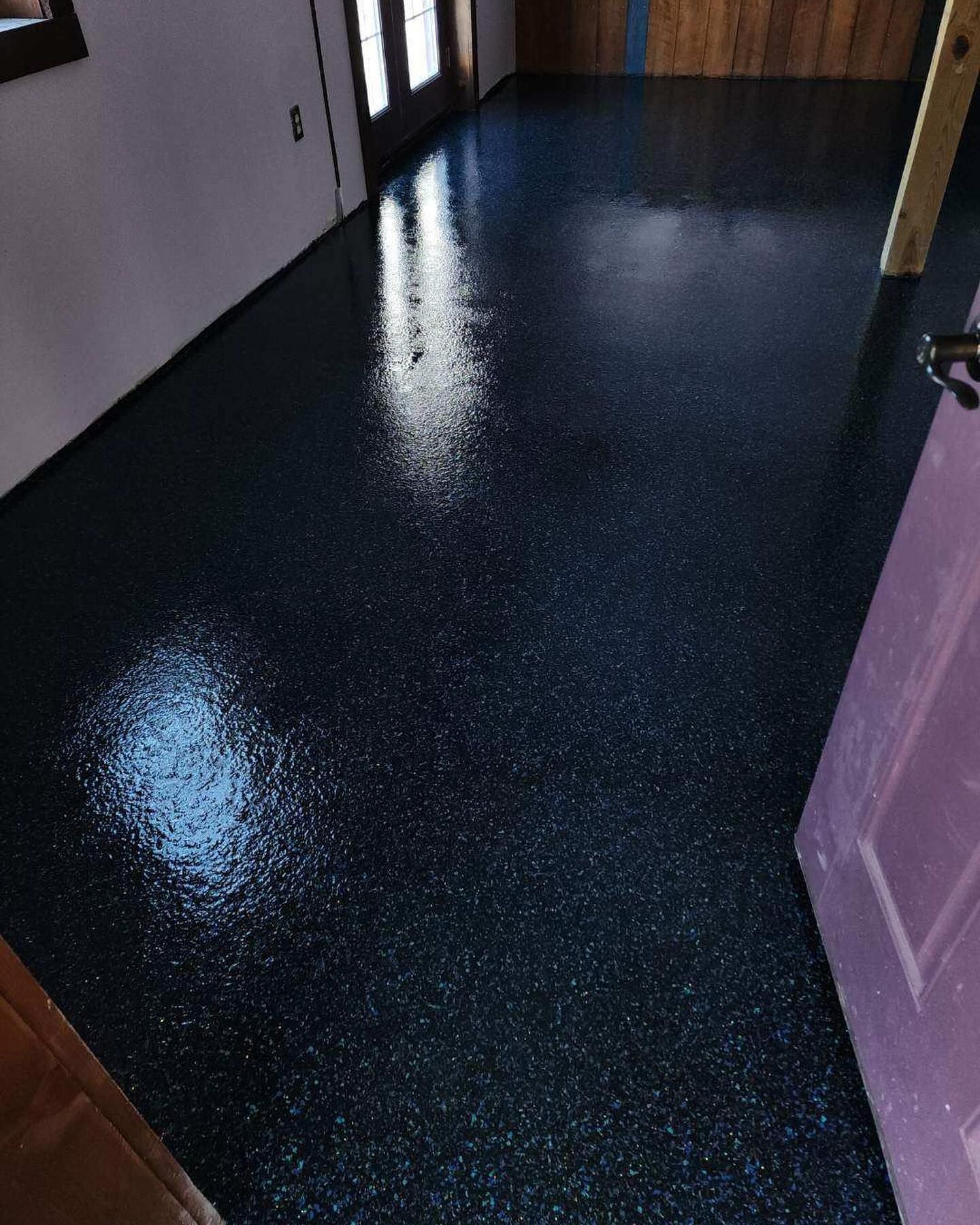 Custom mica flake floor by 814 Epoxy and More in Erie, PA