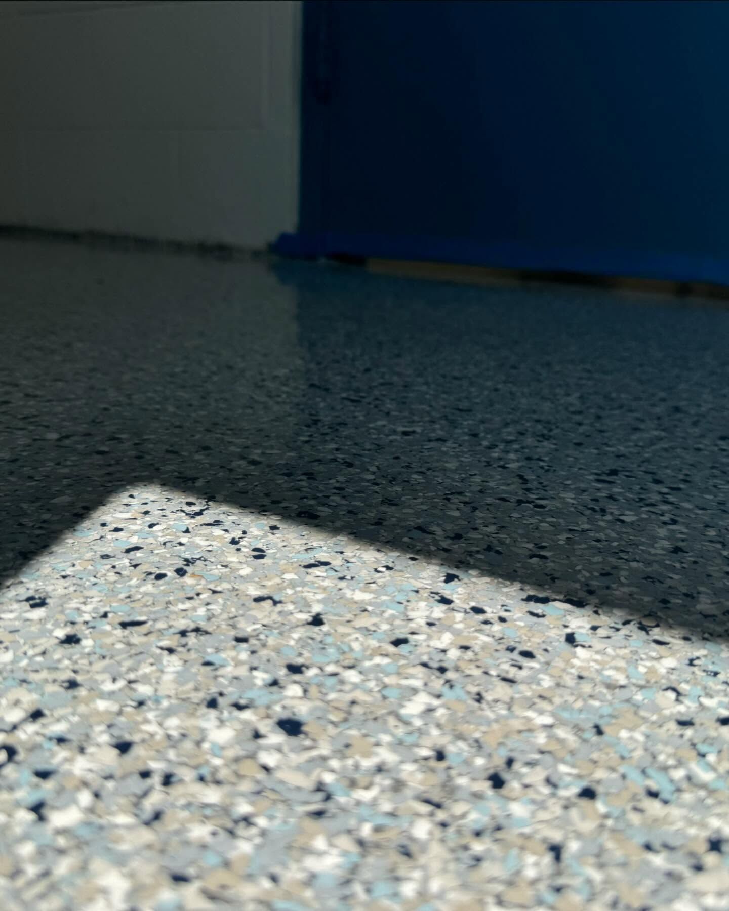 HOG orange and black epoxy flake floor texture Erie PA 814 Epoxy and More