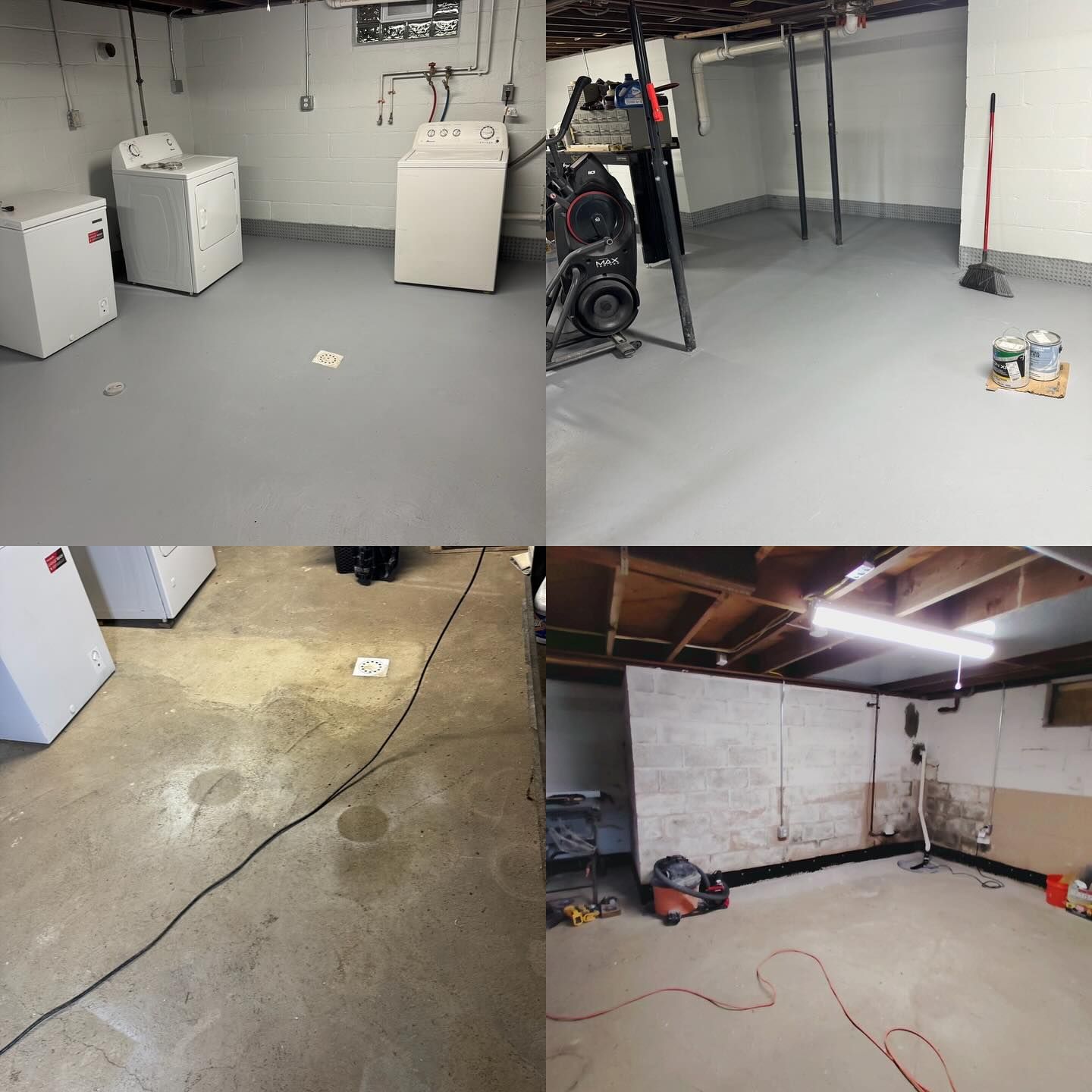 Tread-Plex acrylic floor coating in a finished basement in Erie, PA