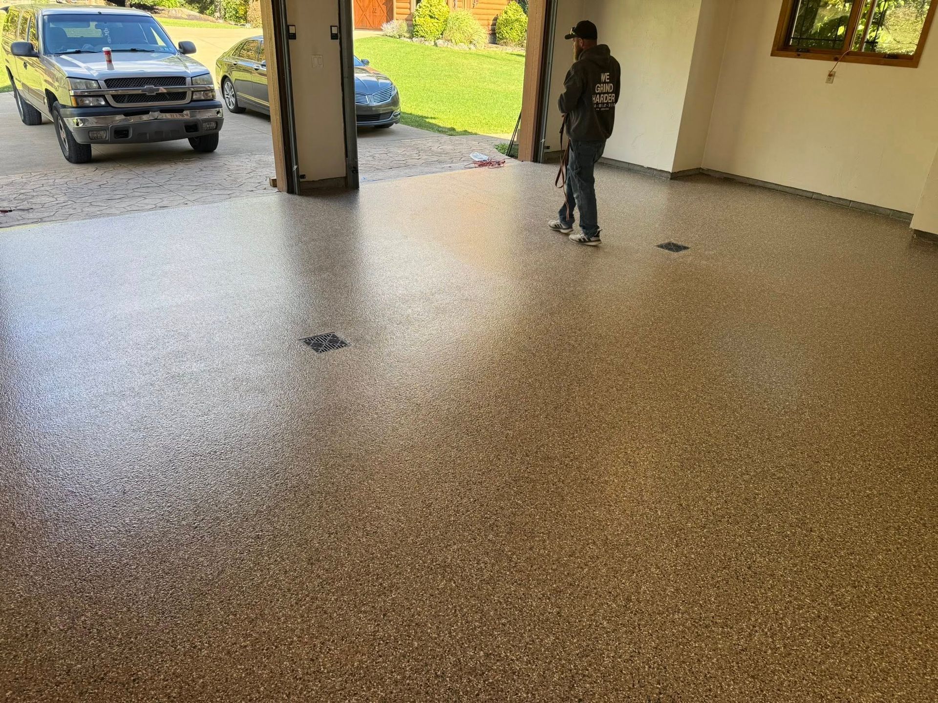 Waxwing flake floor color by 814 Epoxy and More in Erie, PA