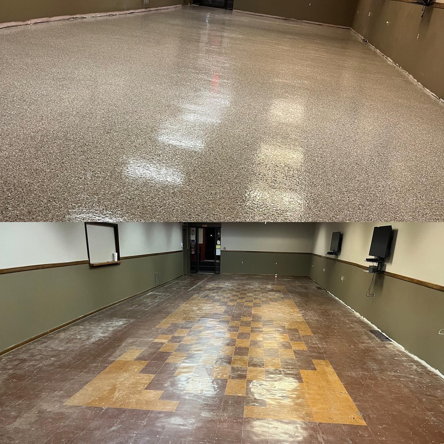 Metallic epoxy floor installation in large commercial space Erie PA 814 Epoxy