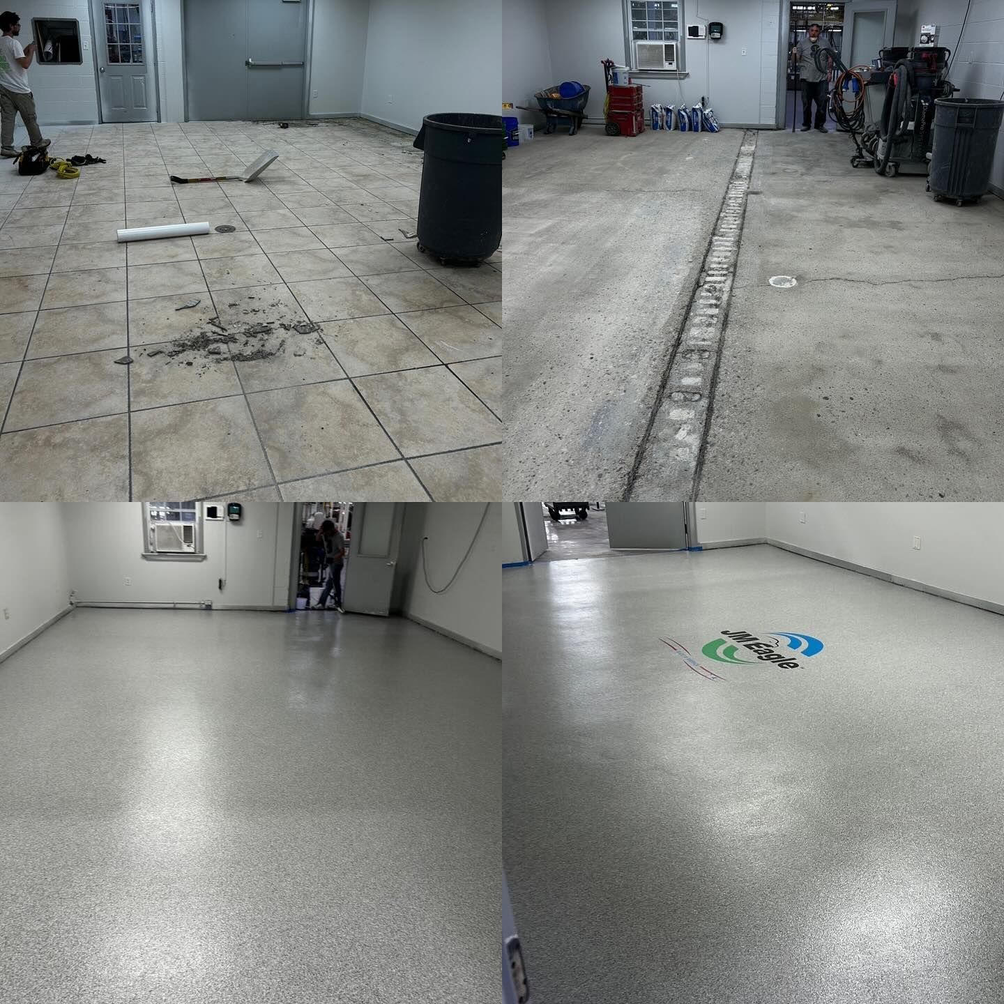 Floor makeover with epoxy flake coating by 814 Epoxy and More in Erie, PA