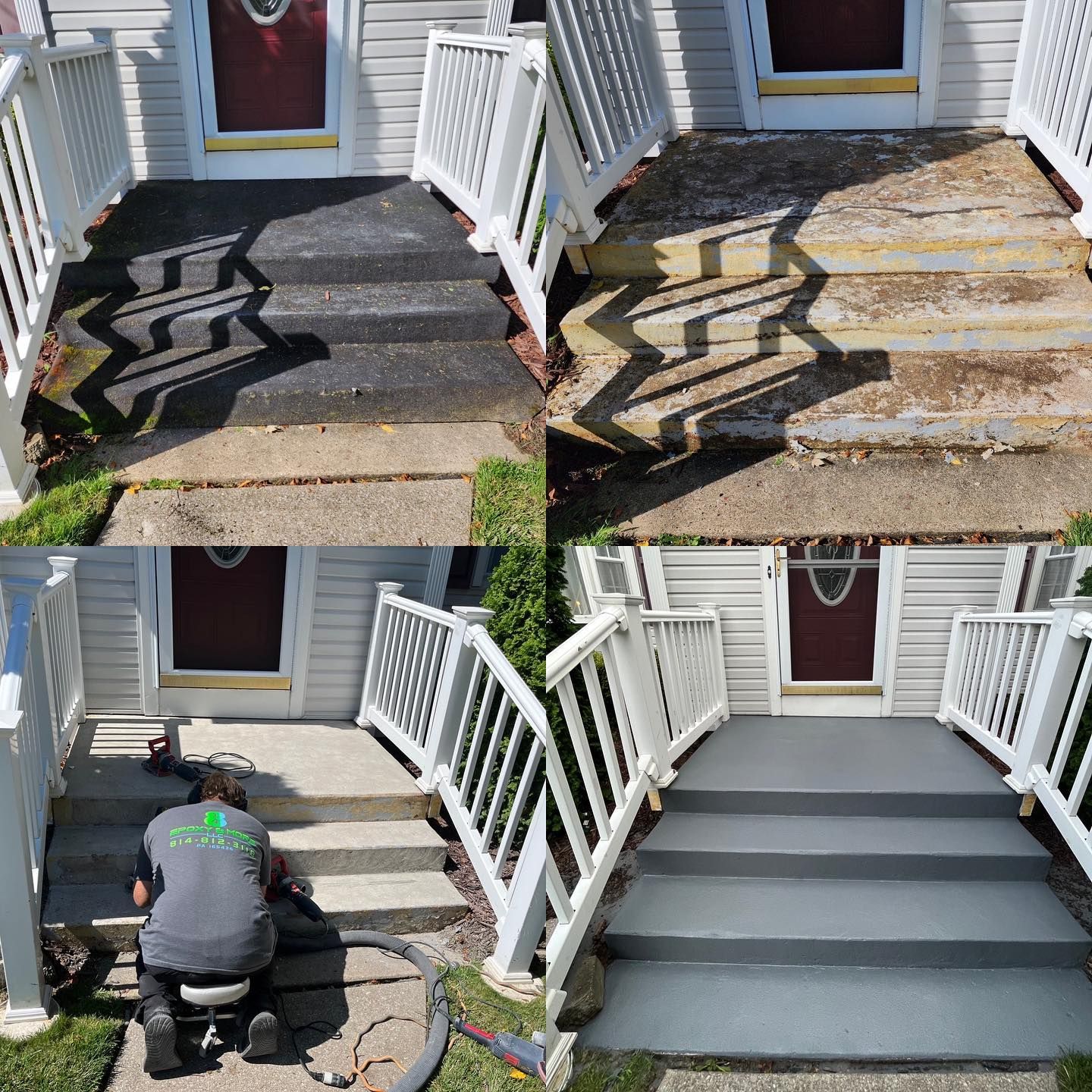 Concrete steps restoration before and after project Erie PA 814 Epoxy