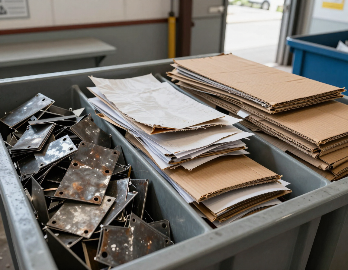 Clasificación de metales, papel y cartón para reciclaje