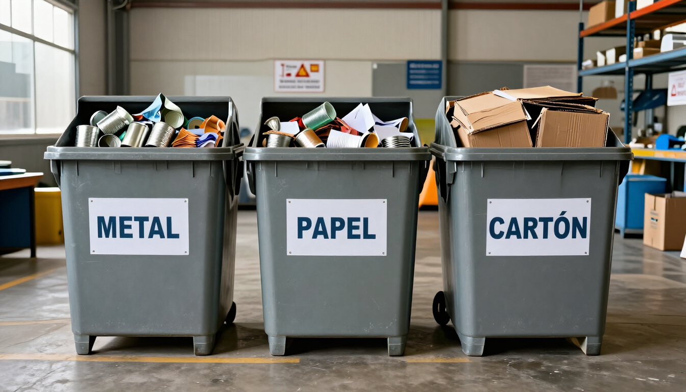 Contenedores separados para materiales reciclables