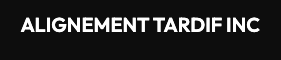 Logo en blanc indiquant « ALIGNEMENT TARDIF INC » sur fond noir