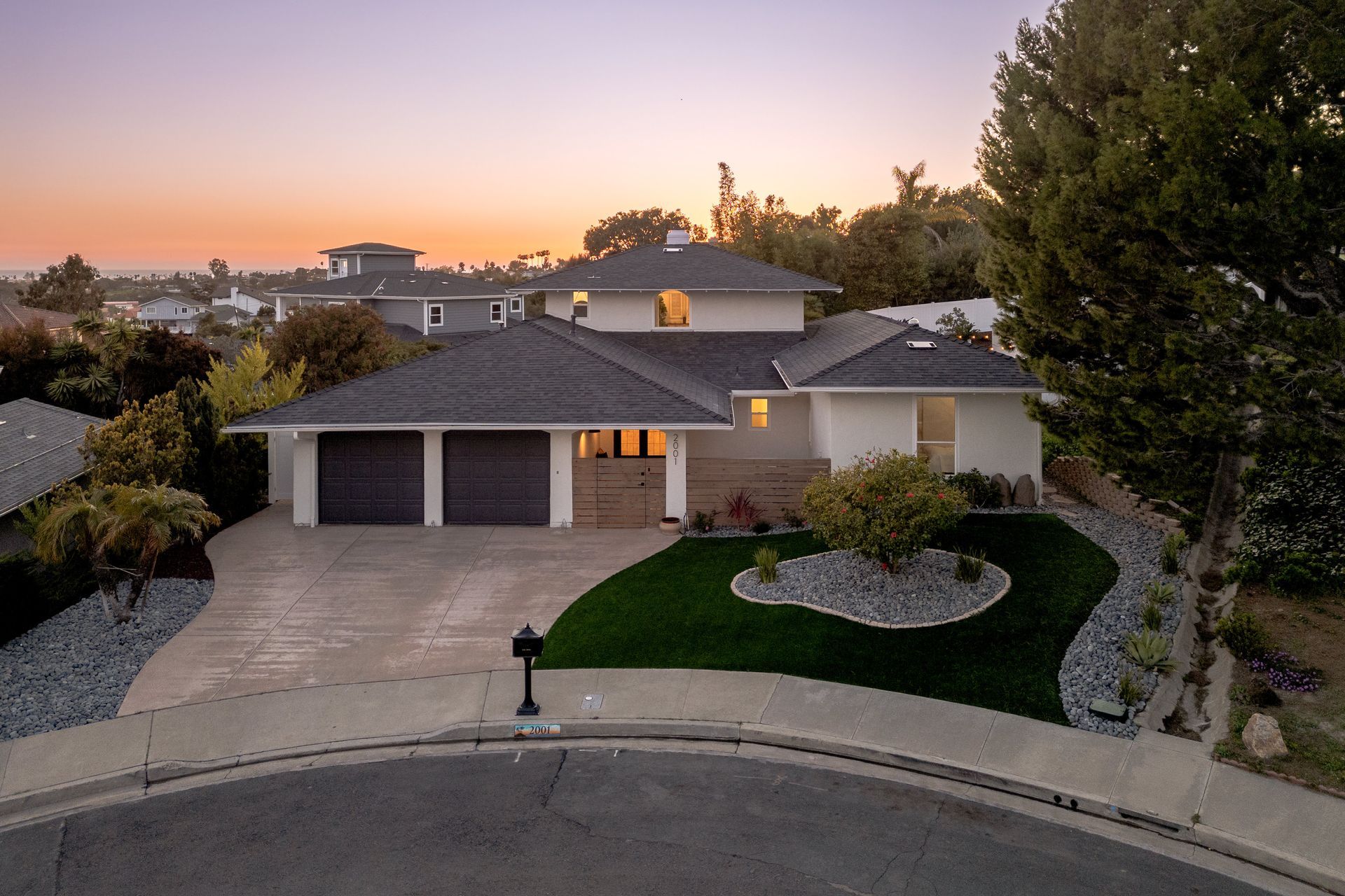 An aerial view of a flipped house in Oceanside, CA