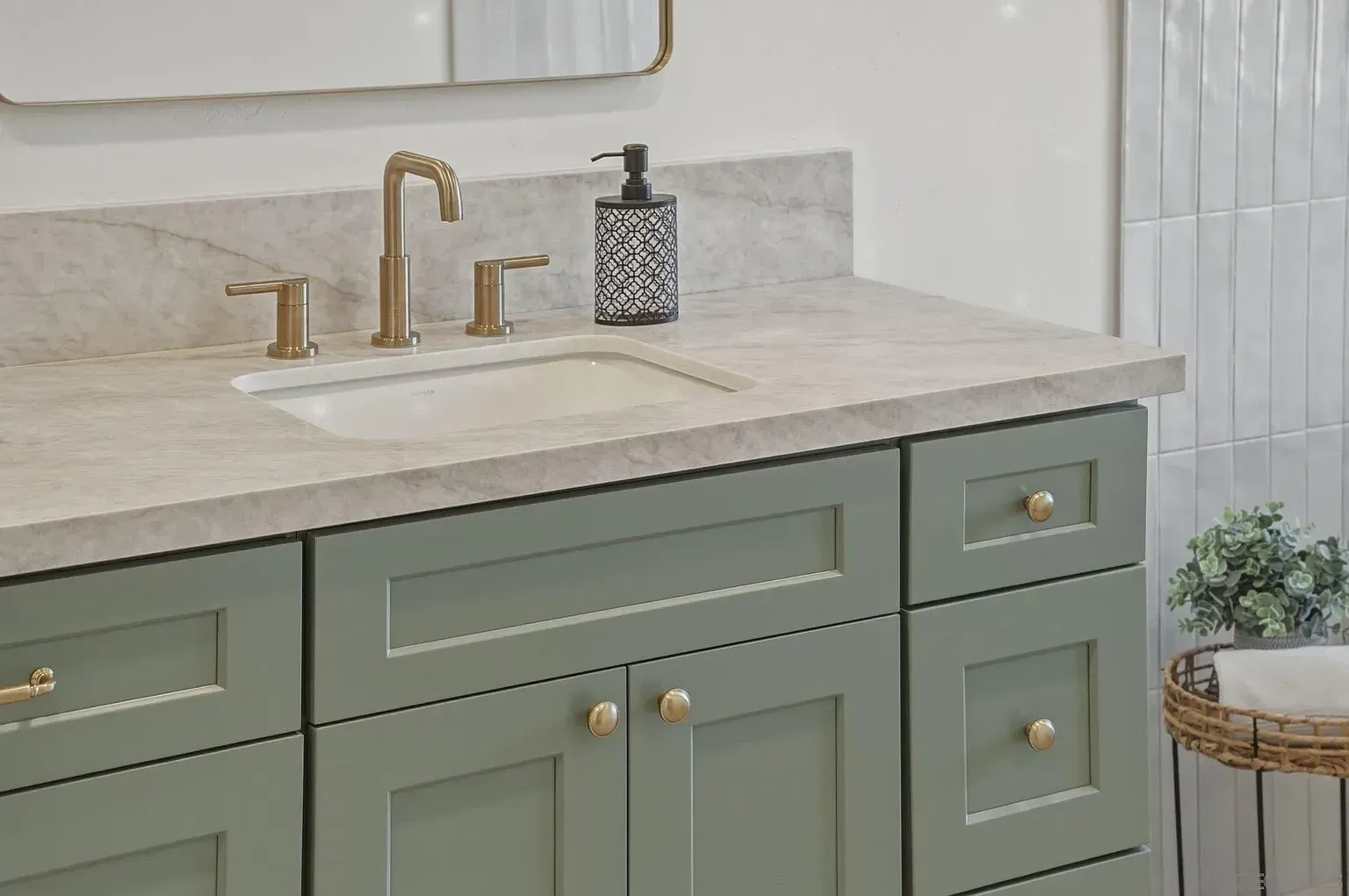 2644 La Costa whole home remodel by Center Home Improvement - bathroom with gold fixtures
