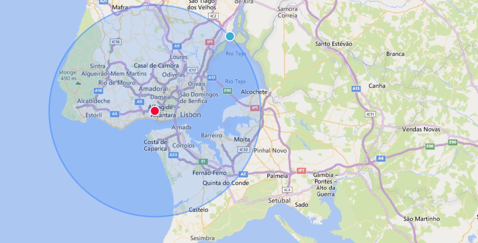 Mapa, Geolocalização, Lisboa, 40km, Academia Definitá, Alugueres