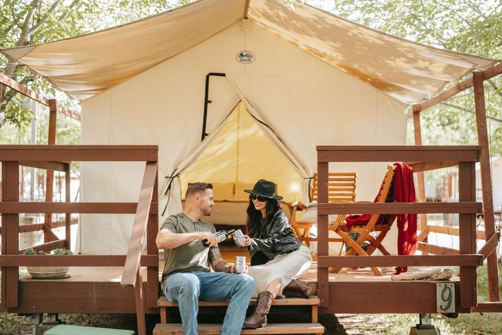 Spacious tents and heated beds