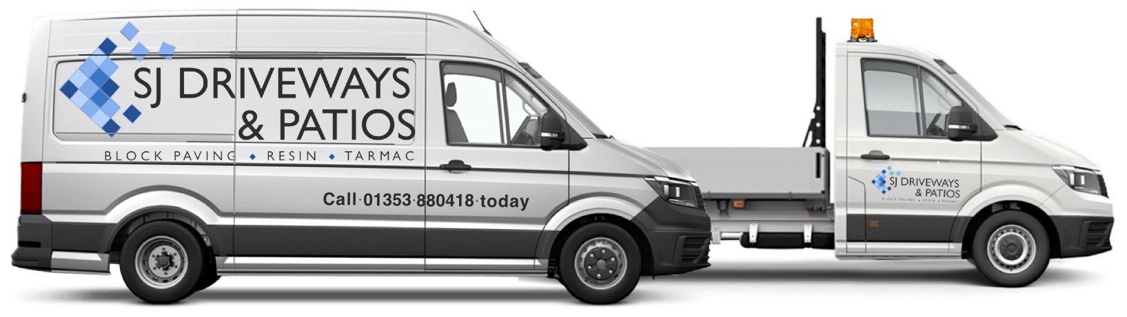 SJ Driveways & Patios Vehicles SJ Driveways & Patios of Ely Cambridgeshire install quality driveways and patios in Ely and surrounding areas of Cambridgeshire Suffolk and Norfolk.