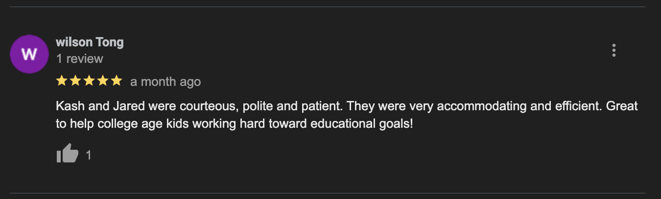 A person is giving a review on a google review page.
