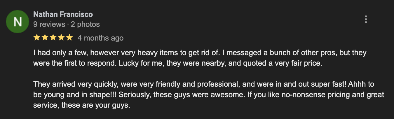 A screenshot of a review on a website.