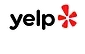 A yelp logo with a red star on a white background.