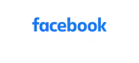 The facebook logo is blue on a white background.