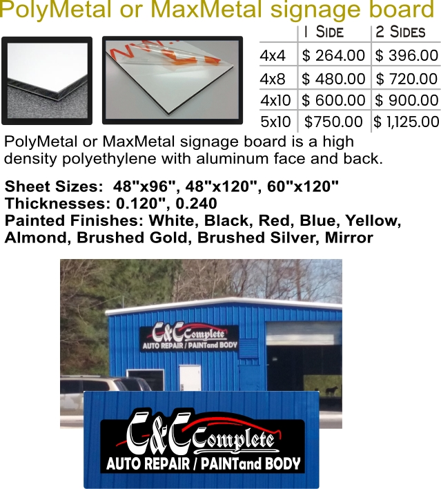 Poly Metal Sign Prices