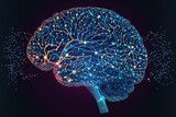 A computer generated image of a brain made of dots and lines.