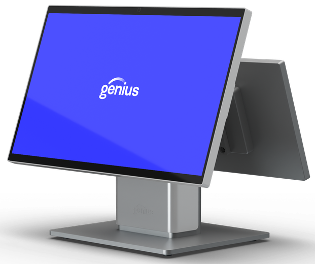 Point-of-sale system with touchscreen terminal, smartphone, receipt printer, and cash drawer on a white background