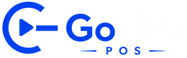 Blue “Go POS” logo with a circular arrow icon