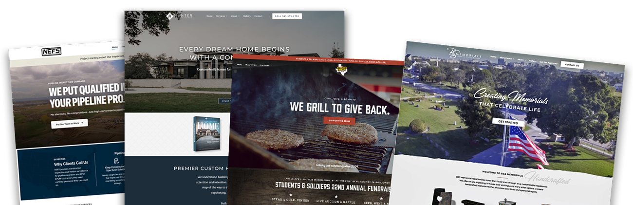 Portfolio of client websites designed by SureThing Media, a Texas web design and marketing agency.