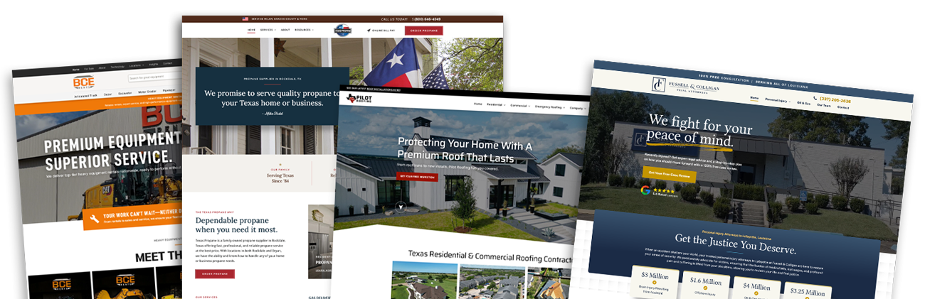 Portfolio of client websites designed by SureThing Media, a Texas web design and marketing agency.
