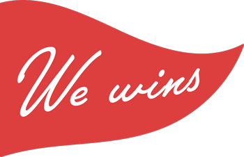 We Wins flag, the motto of SureThing Media, a Texas marketing agency.