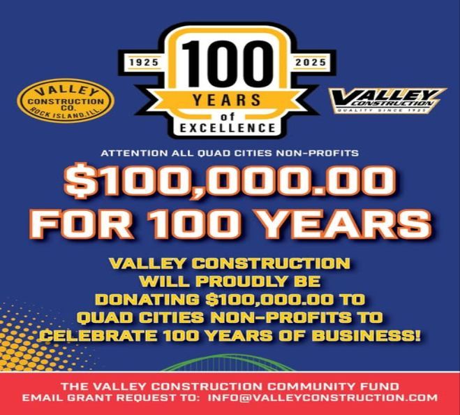 Valley Construction will be donating $100,000 to QC non-profits
