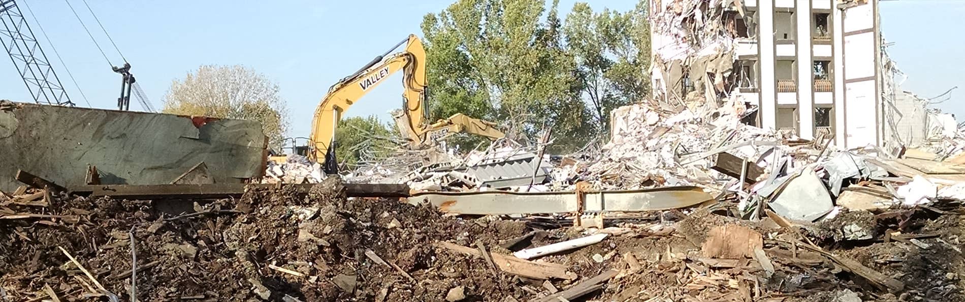 Valley Construction completing a building demolition project