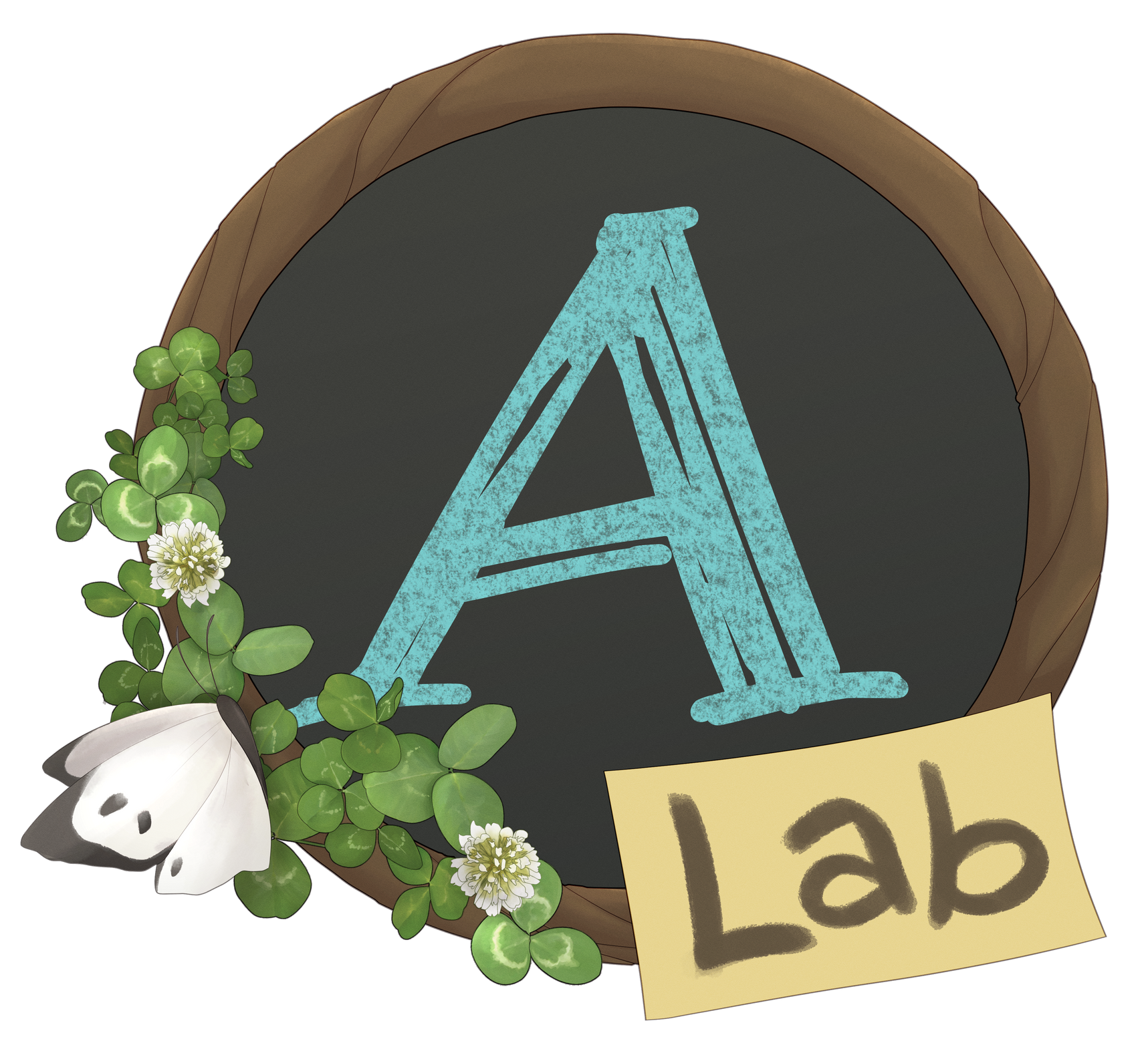 A chalkboard with the letter a on it