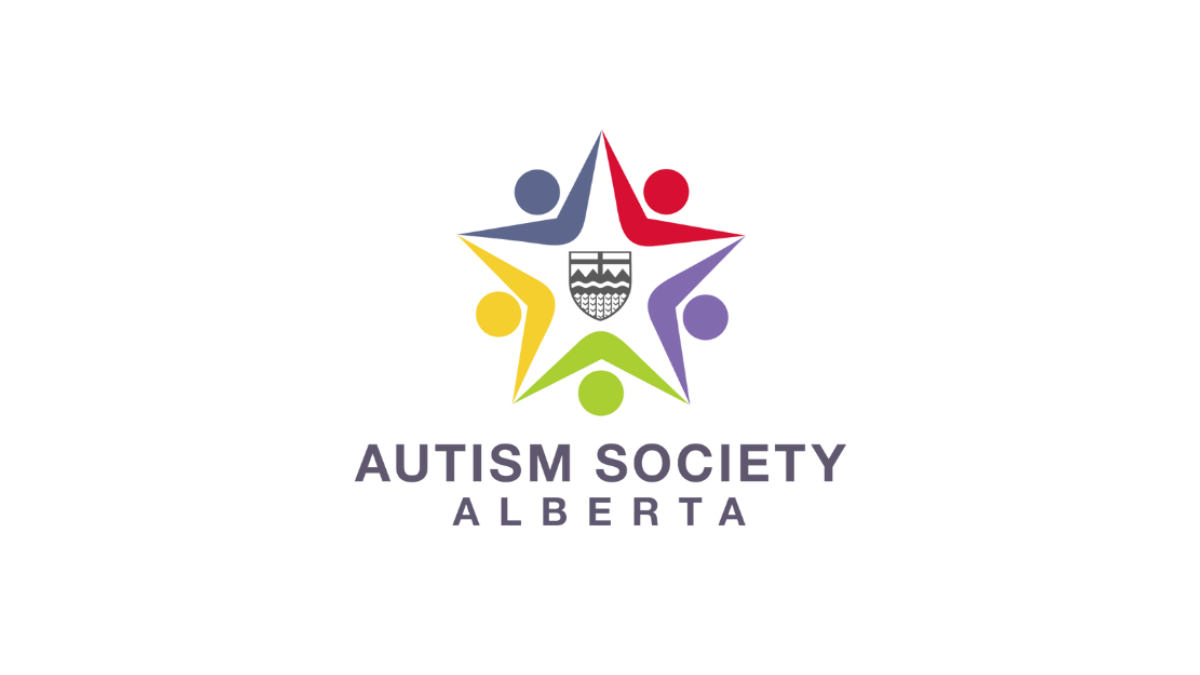 Autism Society Alberta logo with colorful star figure and text on white background
