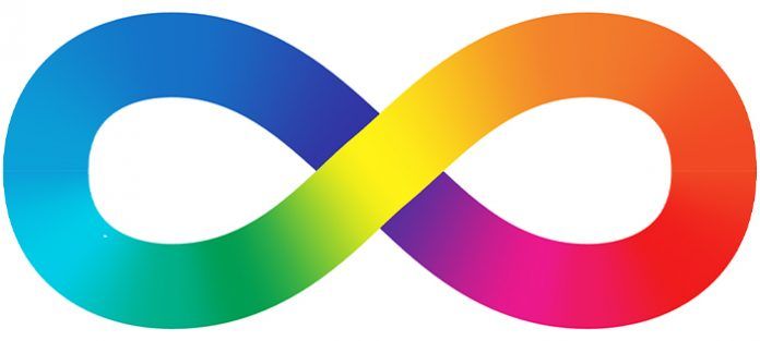 Rainbow gradient infinity symbol on a white background