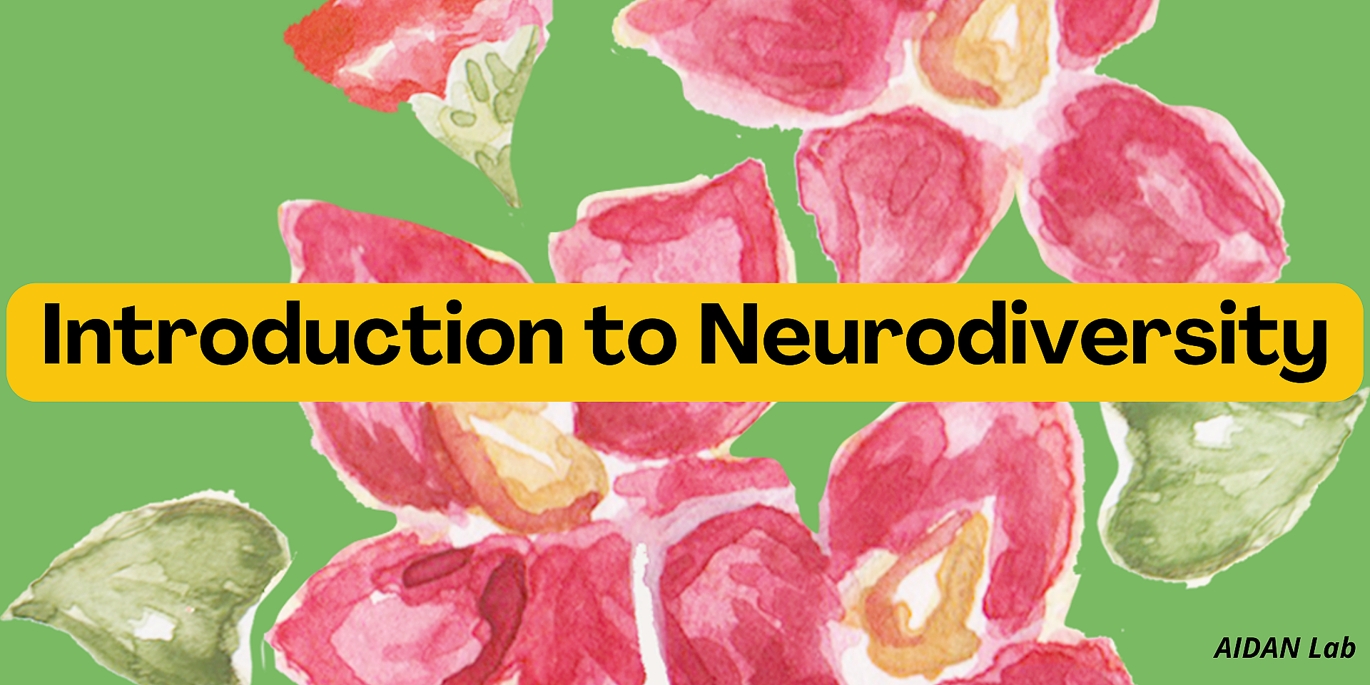 A green background with pink flowers and the words `` introduction to neurodiversity ''