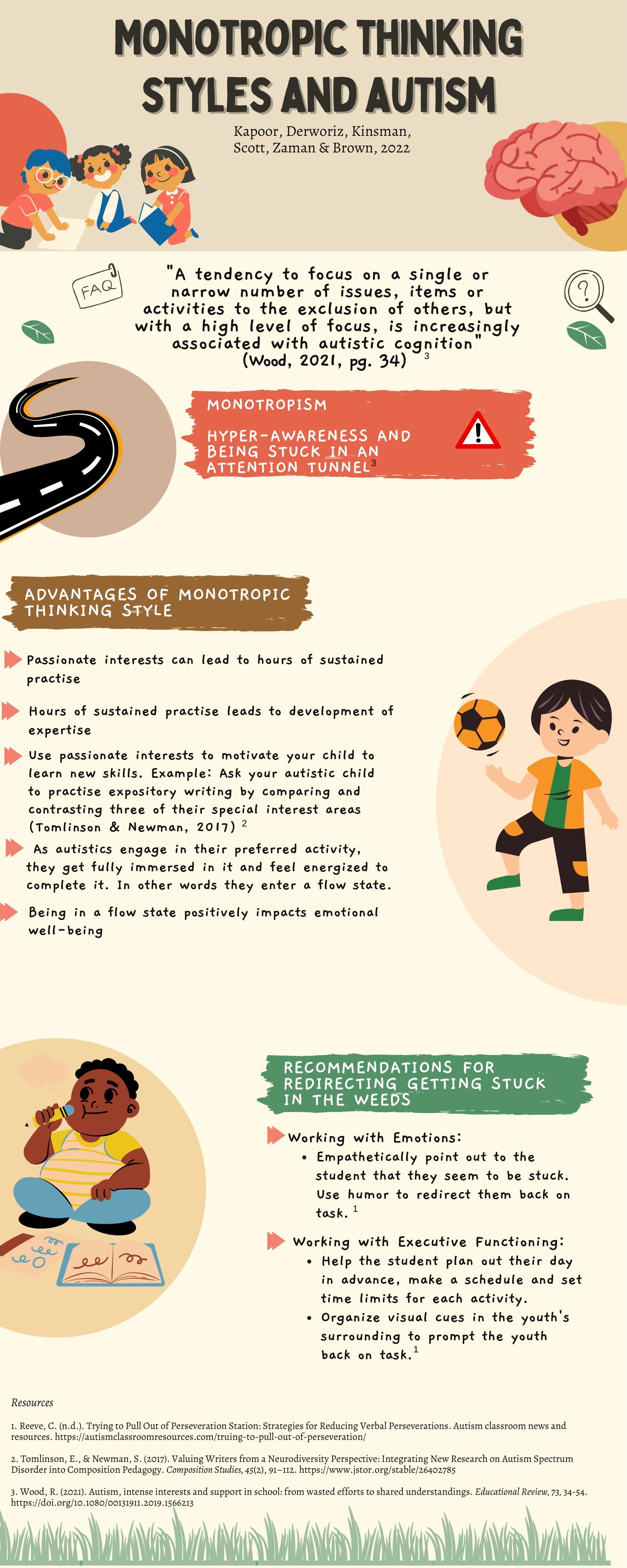 A poster showing different types of thinking styles and autism.