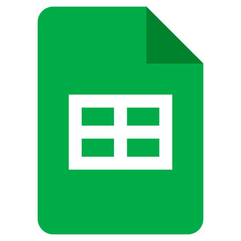 Green document icon with a white spreadsheet grid, resembling a Google Sheets file
